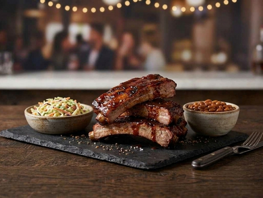 3 Bone Rib Plate with Slaw & Baked Beans